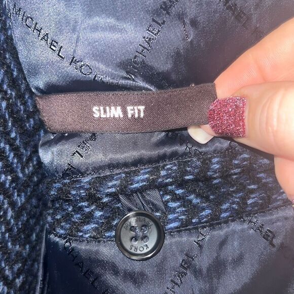 ✨Michael Kors Men's Blue Pike Slim-Fit Wool-Blend Coat Jacket Size Large✨ - Picture 6 of 9